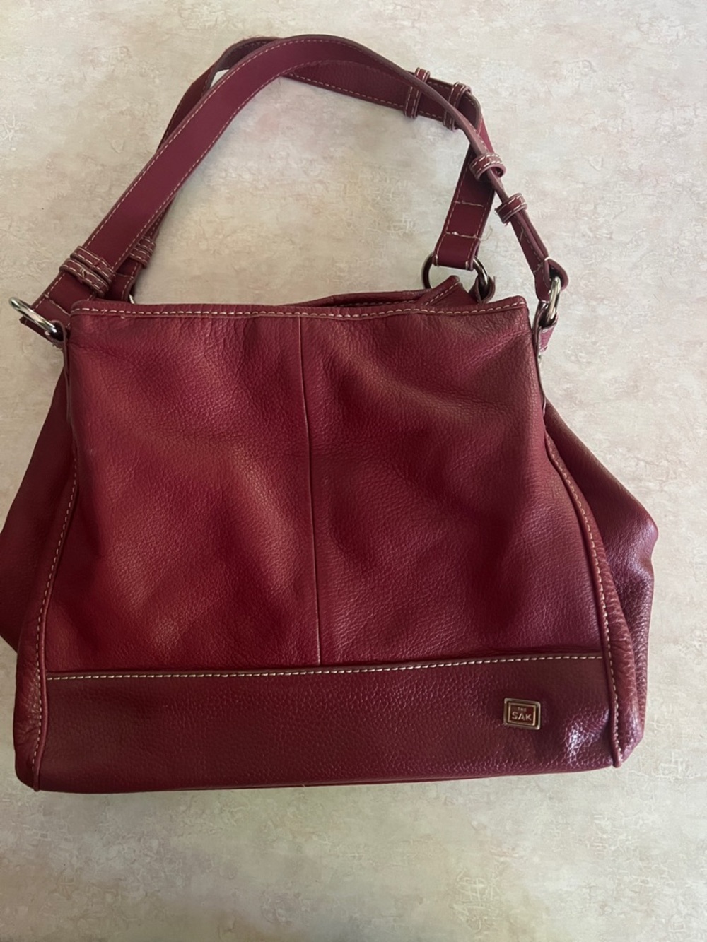 The Sak Leather Shoulder Bag in Burgundy